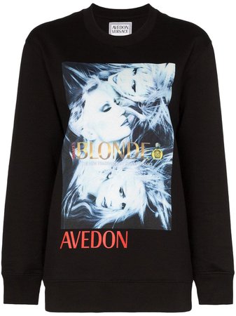 Black Versace Donatella Print Sweatshirt | Farfetch.com