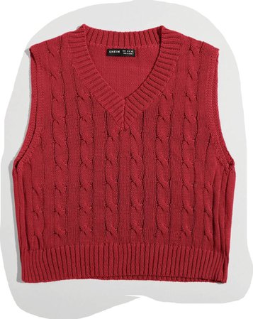 red sweater vest