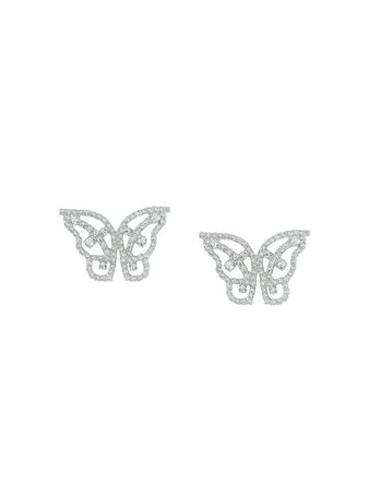 Shop Jennifer Behr Marina crystal-embellished butterfly earrings with Express Delivery - FARFETCH