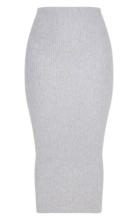 Grey Jumbo Rib Midaxi Skirt | Skirts | PrettyLittleThing USA