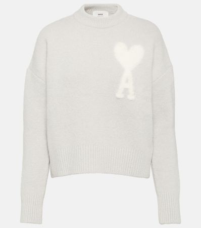 Ami De Coeur Wool Blend Sweater in Grey - Ami Paris | Mytheresa