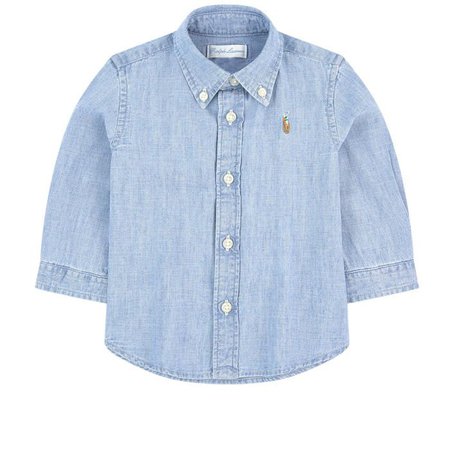 Sale - Stone-washed blue chambray shirt Ralph Lauren for babies | Melijoe.com