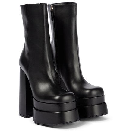 Versace - Intrico leather platform ankle boots | Mytheresa