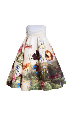 Floral Faille Strapless Midi Dress By Oscar De La Renta | Moda Operandi