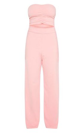 Petite Dusty Pink Cut Out Bandeau Jumpsuit | PrettyLittleThing