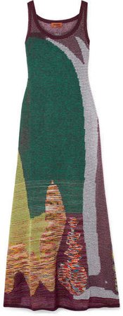 Crochet-knit Maxi Dress - Green