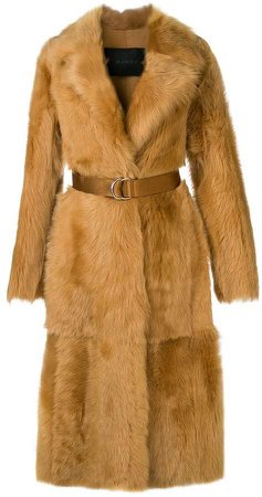 Blancha raccoon fur belted coat