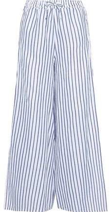 Chloe Striped Linen And Cotton-blend Wide-leg Pants