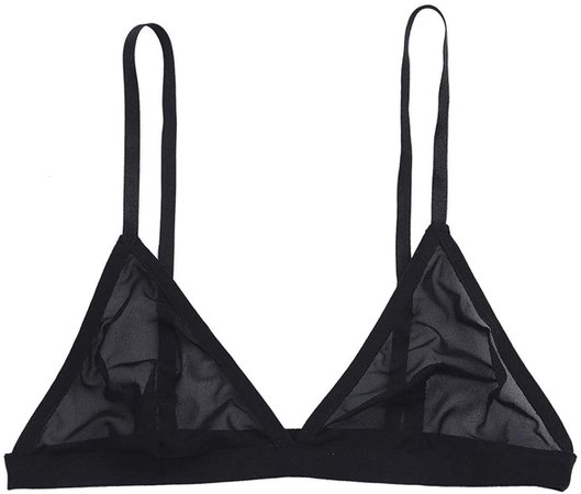 Amazon.com: Freebily Womens Sheer Mesh See-Through Backless Triangle Bralette Wire-Free Bra Black Small: Clothing