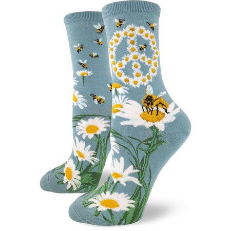 Bee Socks | Cute Women's Socks with Bees & Daisy Peace Signs - ModSock