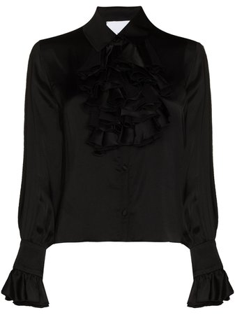 Halpern ruffled-detailing long-sleeve blouse
