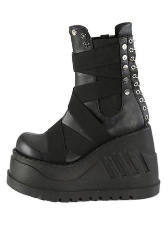 Women's "Stomp 25" Vegan Platform Boots by Demonia (Black) | Inked Shop