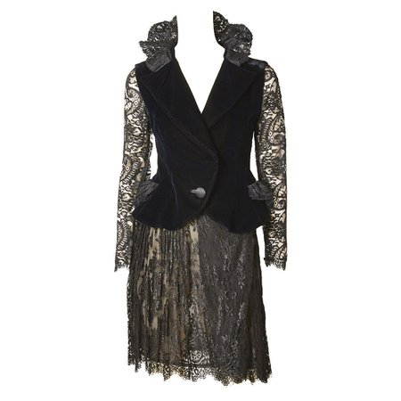 Christian LaCroix Velvet and Lace Cocktail Skirt and Jacket Ensemble – marlenewetherell.com