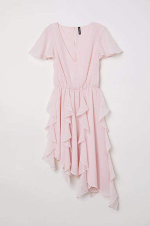 Chiffon Dress with Flounces - Pink