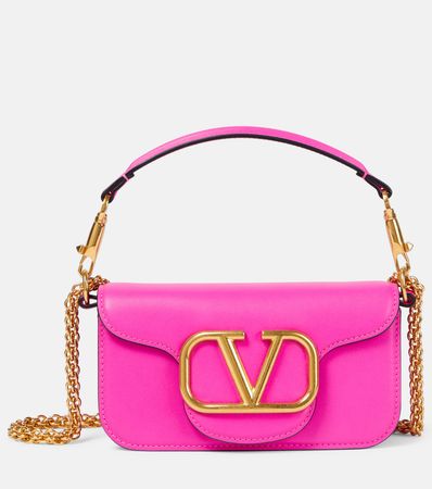 Loco Small Leather Shoulder Bag in Pink - Valentino Garavani | Mytheresa