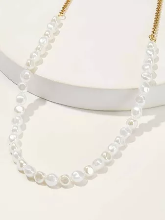 Faux Pearl Beaded Necklace 1pc | SHEIN USA
