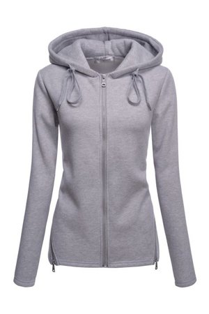 Heather Gray Side Zip Napping Zip-up Hoodies Jackets Womens Clothing