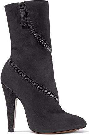 Zip-detailed Suede Ankle Boots
