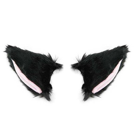Amazon.com: BAOBAO Cat Fox Long Fur Ears Hair Clip Headwear Cosplay Halloween Costume(Black&Pink): Clothing