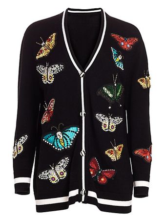 Shop Alice + Olivia Bradford Butterfly Embroidered Cardigan | Saks Fifth Avenue