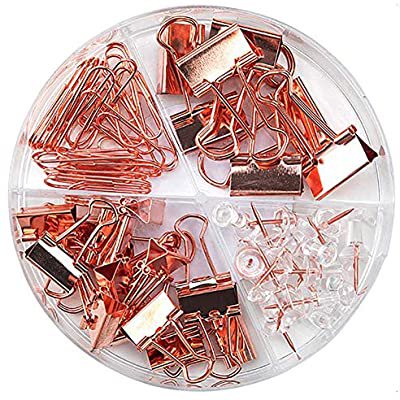 Amazon.com : Push Pins, Paper Clips and Binder Clips Thumb Tacks Set Assorted Sizes with Holder Non-Skid for Office Home Desk Supplies, Metal 92 Count (Rose Gold) : Office Products