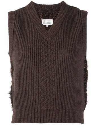 Shop brown Maison Margiela wool mix sweater vest with Express Delivery - Farfetch