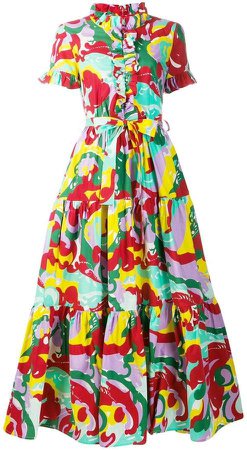 abstract print ruffle dress