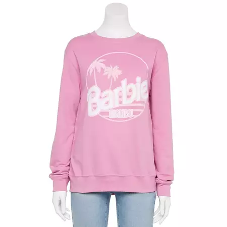 Juniors' Barbie Malibu Logo Fleece Graphic Pullover