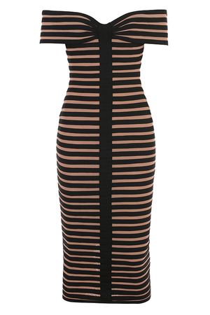 Clothing : Midi Dresses : 'Petra' Striped Bandage Midi Dress