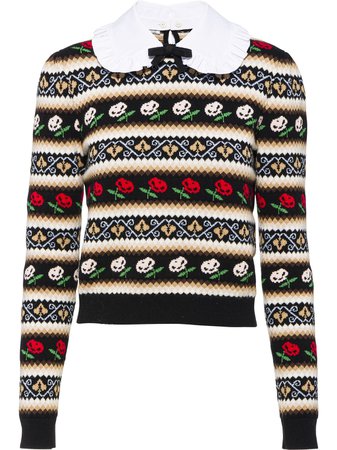Miu Miu, Floral Stripe Cashmere Sweater