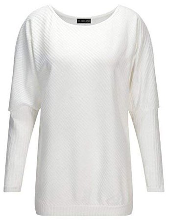 BLINGLAND Women's Off Shoulder Batwing Sleeve Sweater Loose Pullover Knit Jumper White XXL at Amazon Women’s Clothing store: