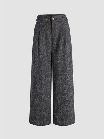 Middle Waist Wide Leg Trousers - Cider