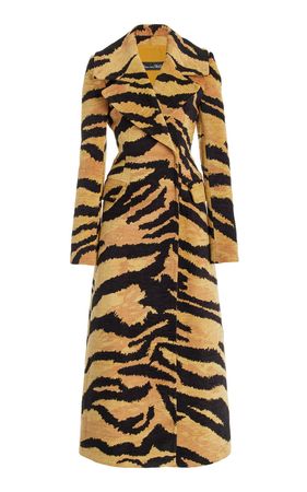 Chenille Tiger Jacquard Coat By Oscar De La Renta | Moda Operandi