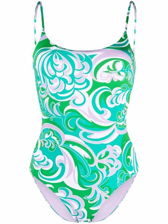 Emilio Pucci graphic-print scoop-back Swimsuit - Farfetch