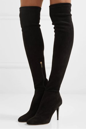 Black Toni 90 stretch-suede over-the-knee boots | Jimmy Choo | NET-A-PORTER