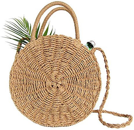 Teeya Straw Crossbody Bag Women Weave Shoulder Bag Round Summer Beach Purse and Handbags, Khaki, Medium: Handbags: Amazon.com