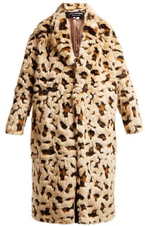 Leopard Print Faux Fur Coat - Womens - Beige Multi