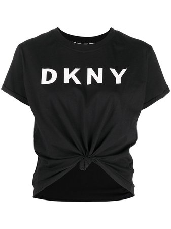 DKNY logo-print tie-front T-shirt - Farfetch
