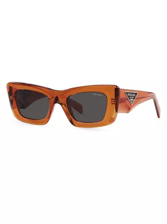 Shop Prada 50MM Rectangular Sunglasses | Saks Fifth Avenue