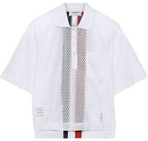 Grosgrain-trimmed Mesh Polo Shirt