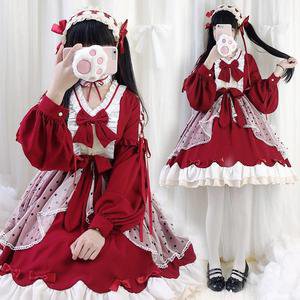 Lolita Cute Red Bow Princess Dress