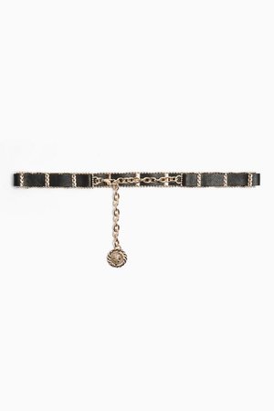 Black Lion and Chain Weave Belt | Topshop