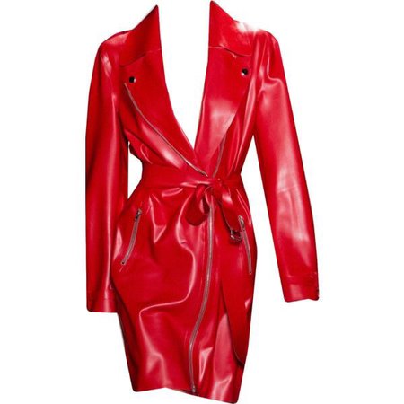leather red trench coat