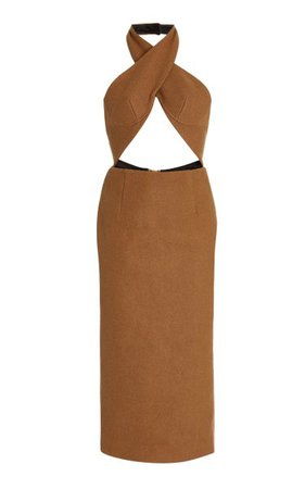 Cutout Wool-Blend Midi Halter Dress By Laquan Smith | Moda Operandi