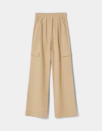 Linen blend cargo pants - Pants - Woman | Bershka