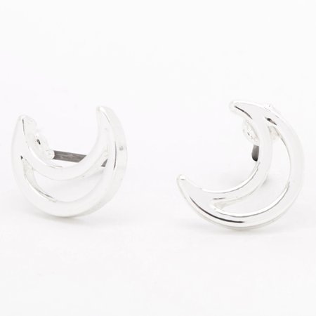 Silver Open Moon Stud Earrings | Claire's US