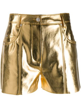 Gold Msgm Metallic Shorts | Farfetch.com