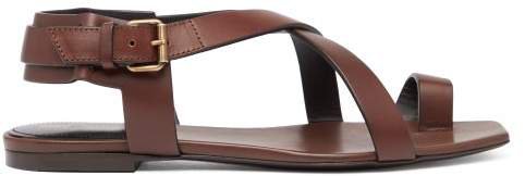 Hiandra Toe Loop Leather Sandals - Womens - Dark Brown