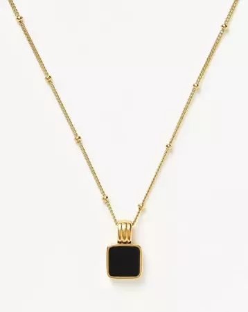 Black Onyx Square Charm Pendant Necklace – OUZEL