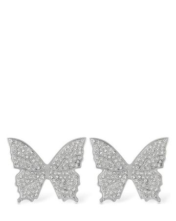 Blumarine Butterfly Crystal Stud Earrings in Gray | Lyst